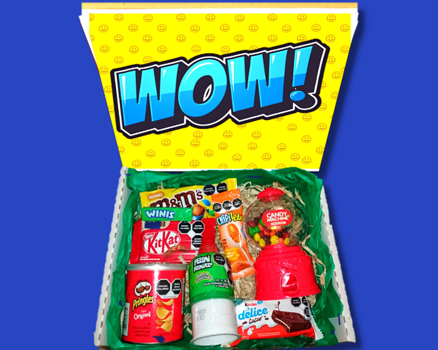 chiclera con skittles y dulces papas pringles