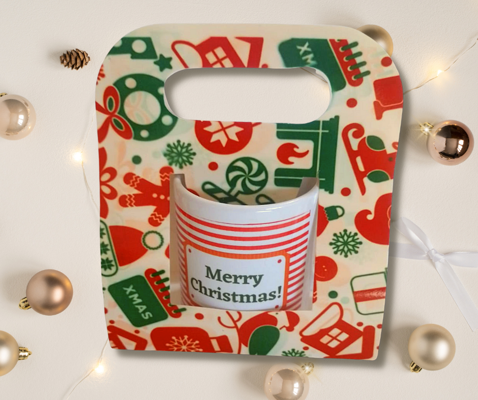taza navideña con blister cajita
