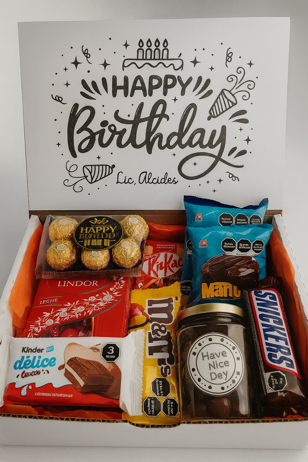 caja de chocolates personalizada con el nombre del festejado! Regalo para cumpleaños