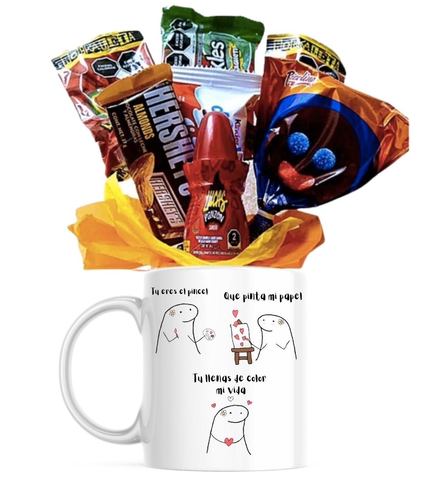 Taza deformito floker bouquet de dulces regalo de amor cariño, sorpresa para hombres novios regalos economicos.