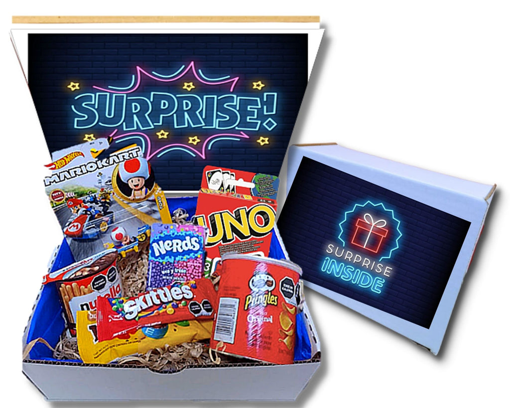 Box Mario Kart - Regalo Divertido con Carrito, UNO y Dulces