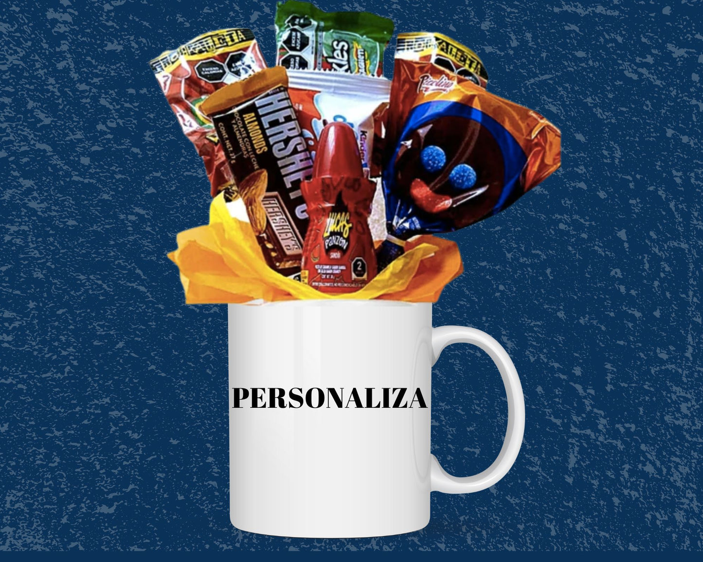 taza personalizada con dulces