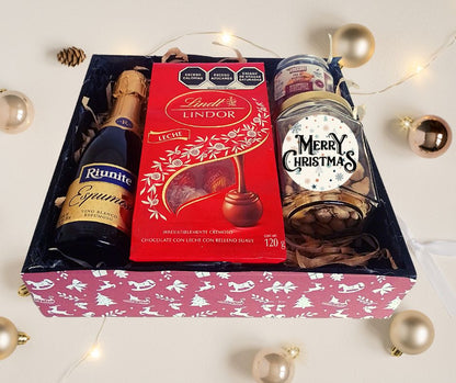 regalo navidad empresarial corporativo vino espumoso chocolates lindor snacks vela regalos navideños a domicilio