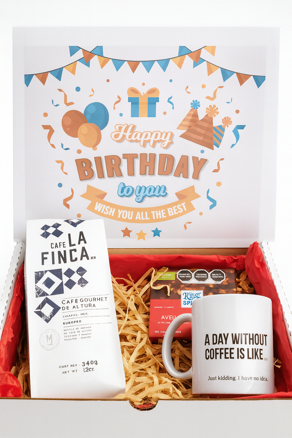 Cafe molido taza y chocolate regalo de cumpleaños