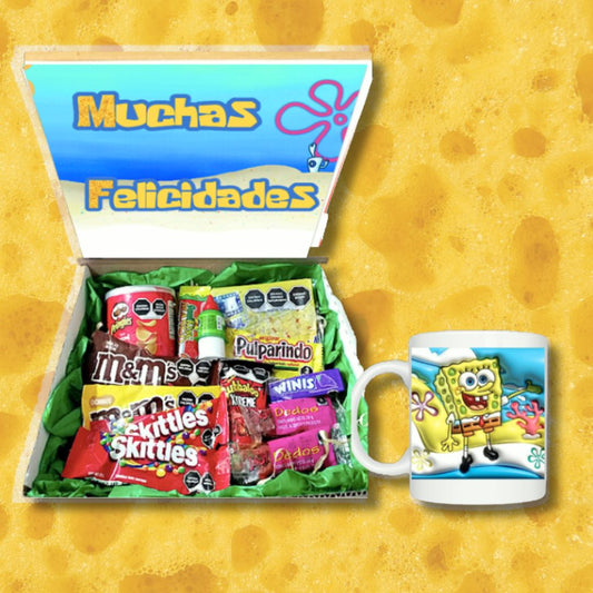 box bob esponja para animar a tus ser queerido para todo motivo recuperate pronto animo cumpleaños dia del niño