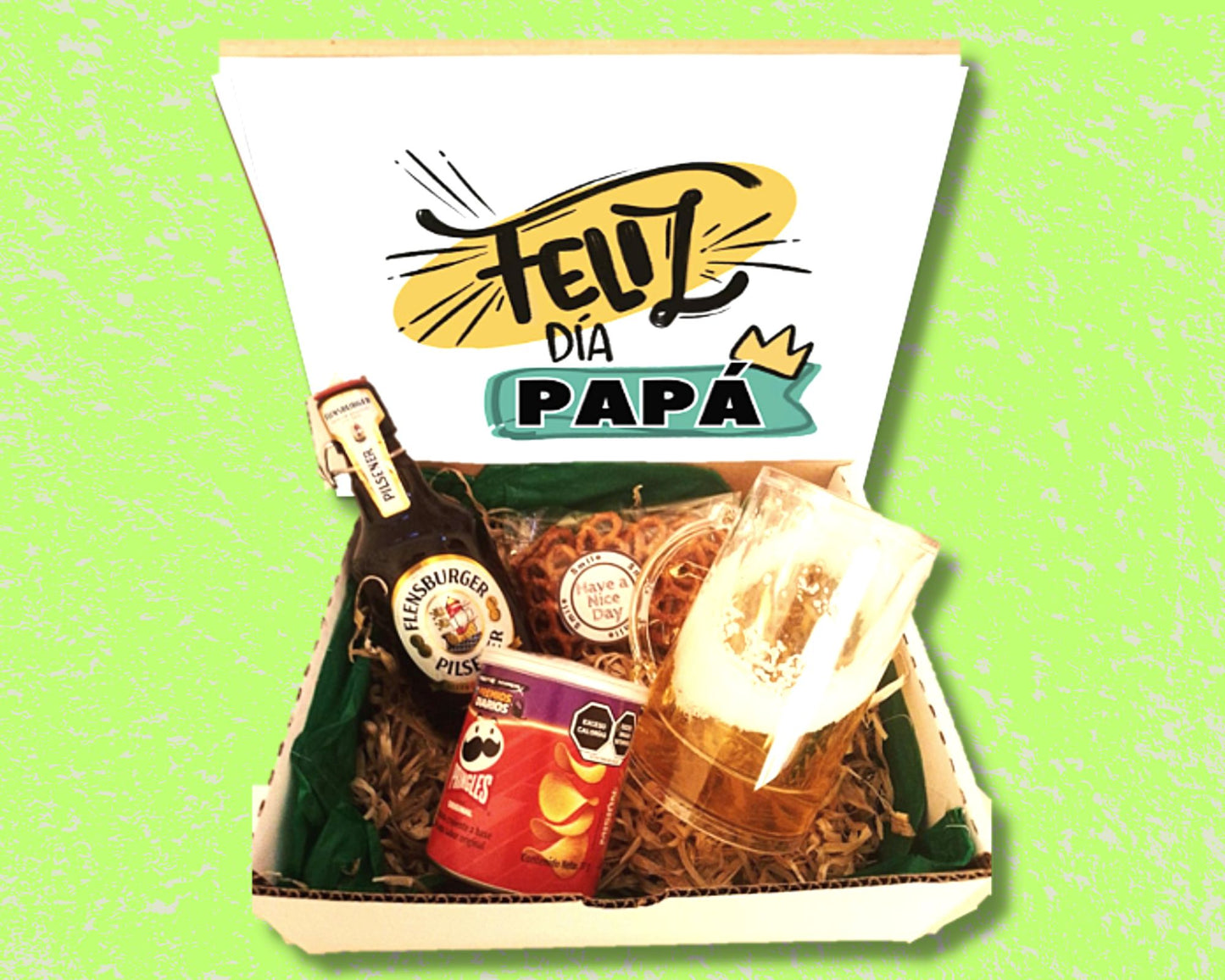 regalo dia del padre cerveza tarro y botanas