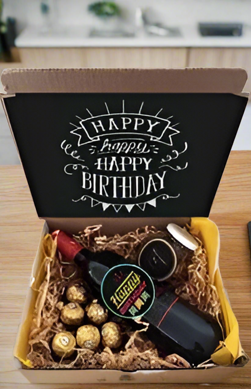Regalo Sorpresa de Cumpleaños Vino Ferrero Snacks Caja Sorpresa  Regalos corporativos para Hombre Caballero