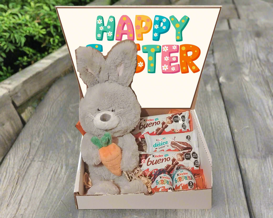 Conejito de peluche con chocolate kinder sorpresa pascuas semana Santa 