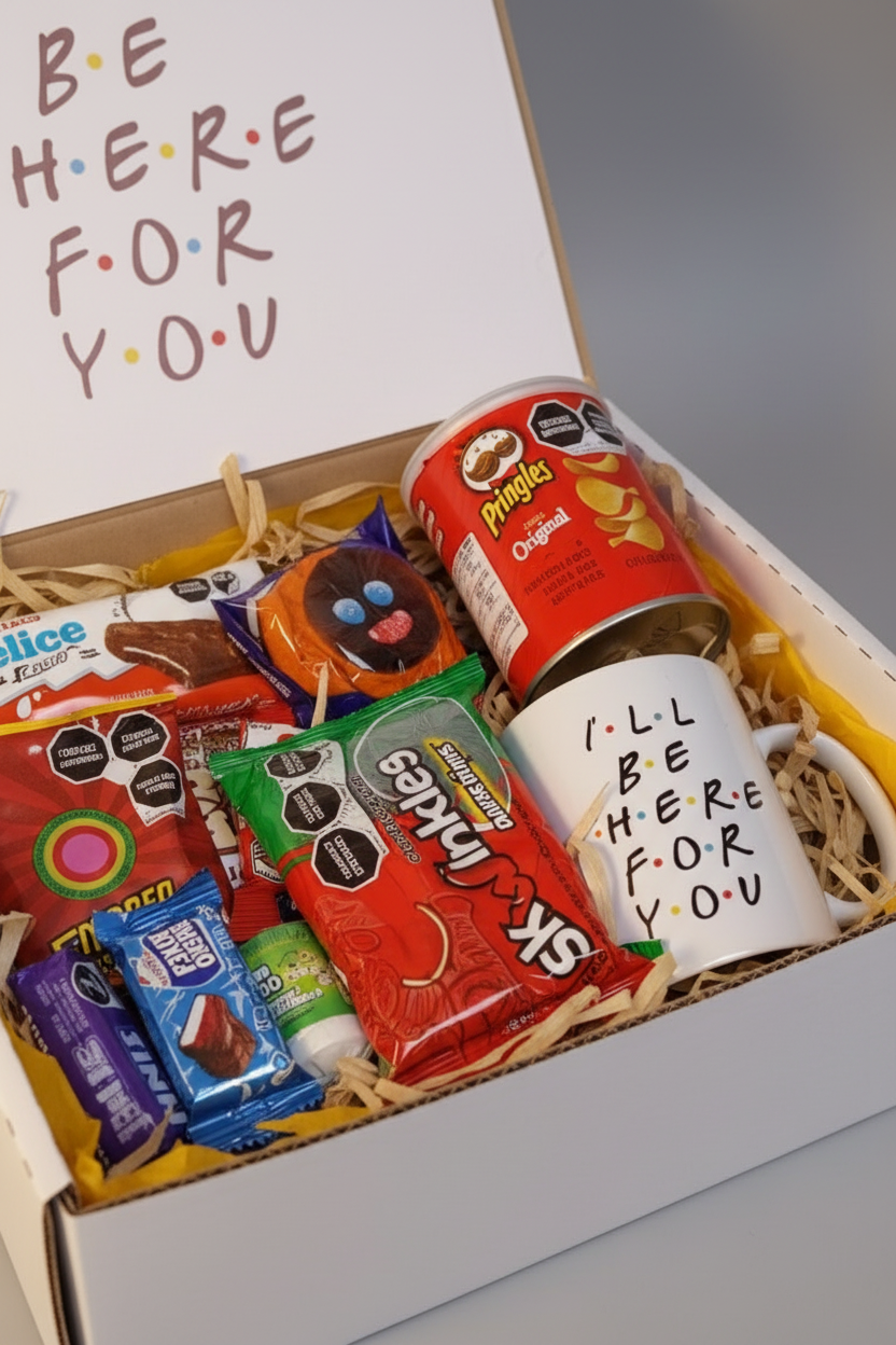 Close-up taza y snacks Friends
