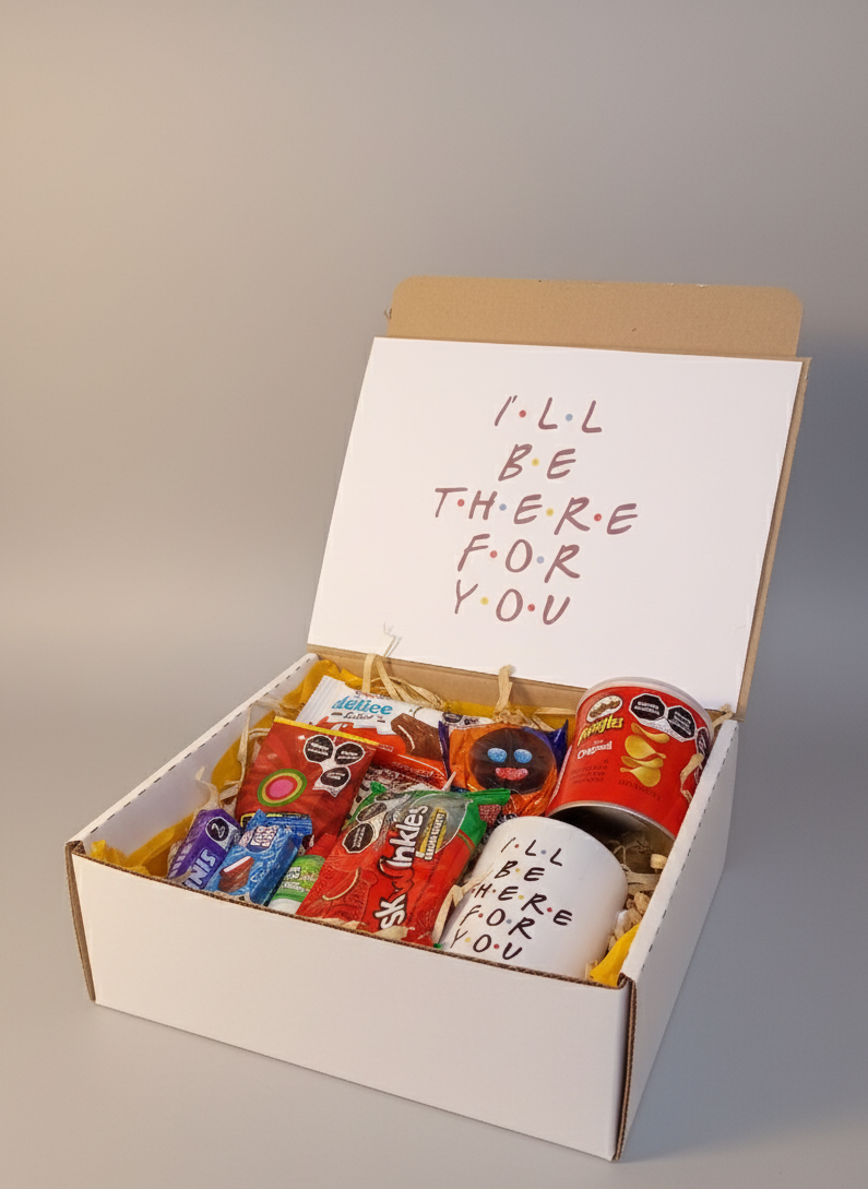 cajita de emergencia para animar a tus ser querido para todo motivo dulces chocolates pringles 