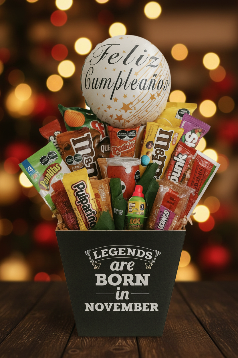 Lifestyle Candybouquet Leyendas con luces bokeh fondo festivo