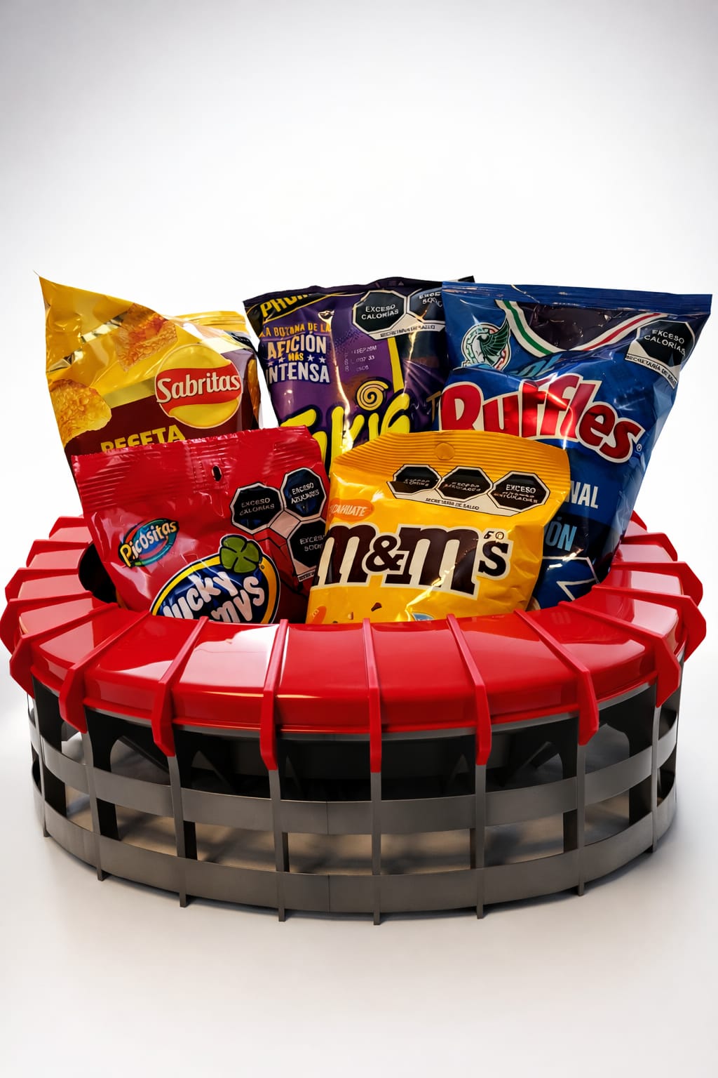 estadio bontanero con papas dulces y gomitas