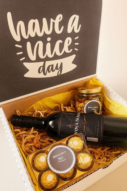 regalo con vino y chocolates 