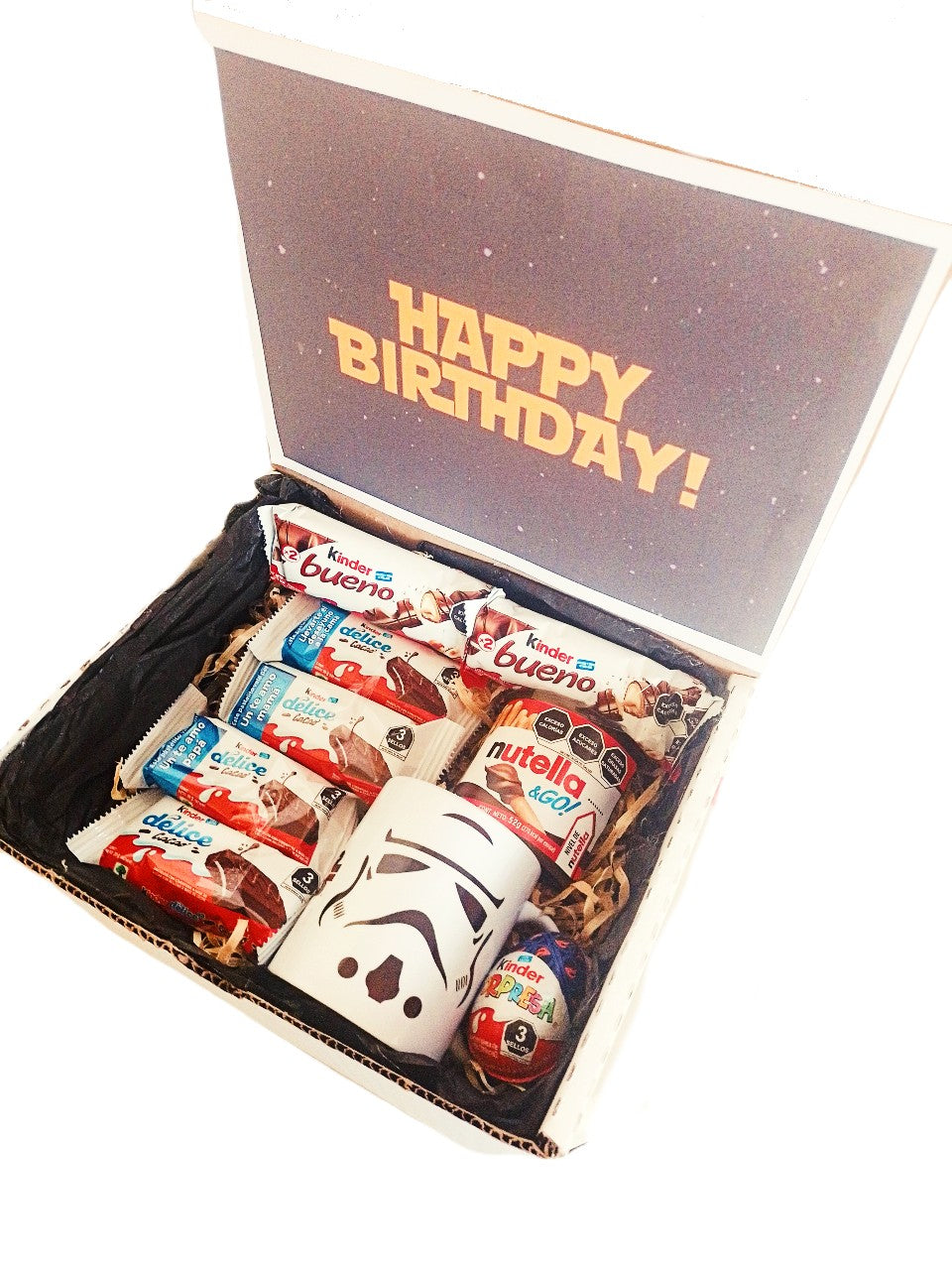 gift box star war con taza storm trooper y surtido de chocolates kinder 