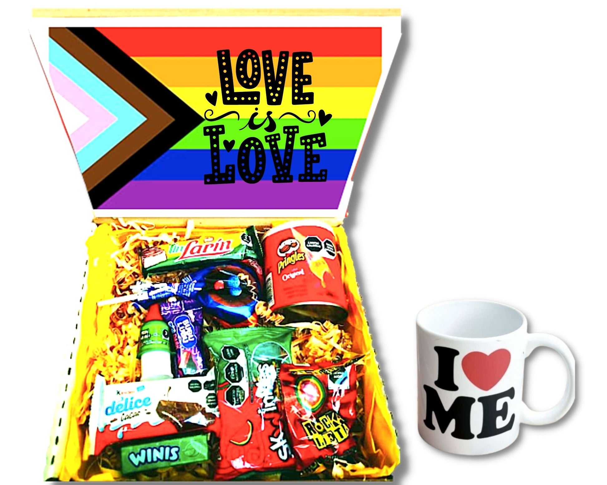 box pride love is love con dulces y tazas celebra el orgullo de ser 