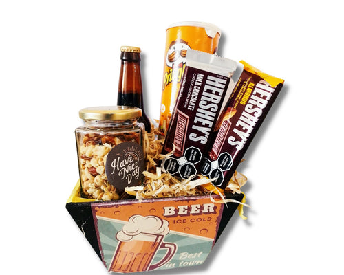 REGALO CERVEZA ARTESANAL CON PAPAS PRINGLES CHOCOLATES Y BOTANAS REGALO PARA HOMBRES NOVIOS TODA OCASION