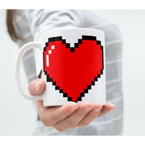 taza corazon rojo pixel amor