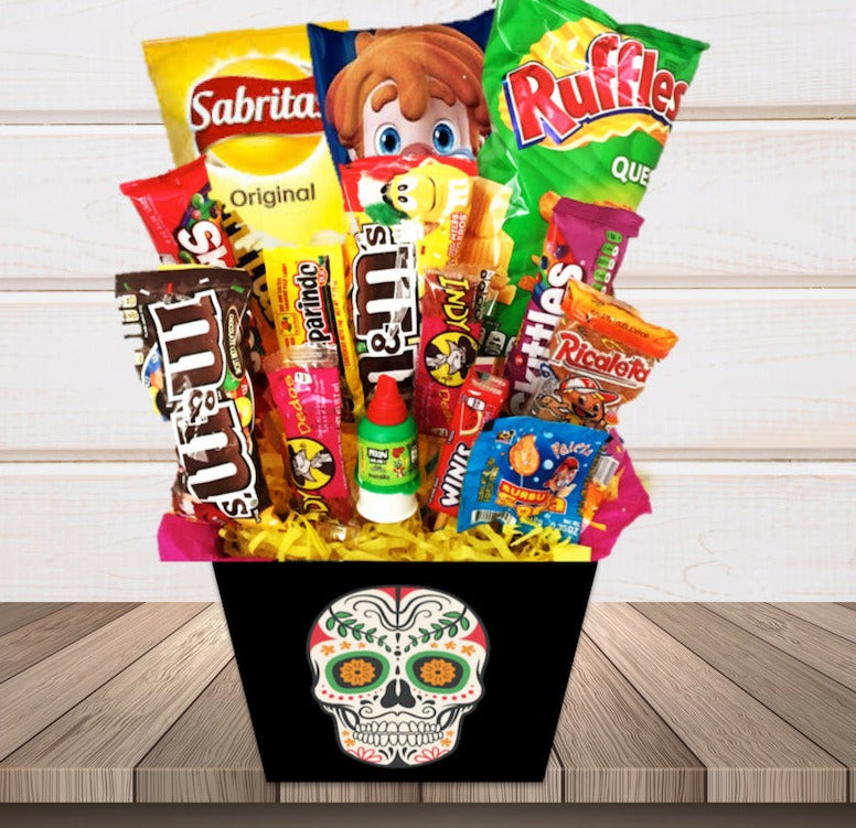 Arreglo con dulces con motivo de calavera para toda ocasión, halloween, dia de muertos regalos VIVA MEXICO