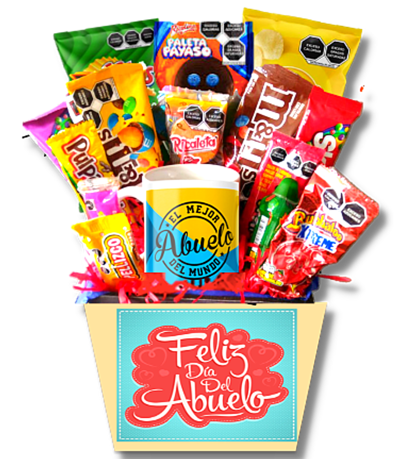 regalo dia del abuelo 28 de agosto con dulces surtidos