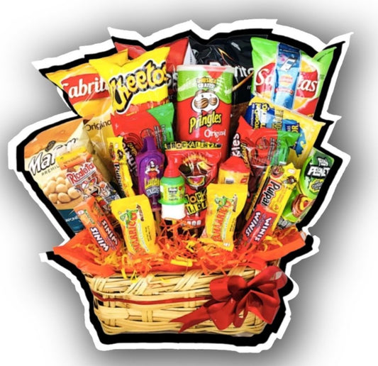 Canasta de dulces botanas papas cacahuates para regalo a domicilio  canasta botanera para celebrar cualquier motivo